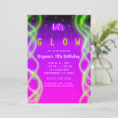Invitation Fête Sweet 16 Rose Violet Néon Vert Clair (Debout devant)