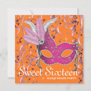 Invitation Fête Sweet Sixteen Rose et Orange