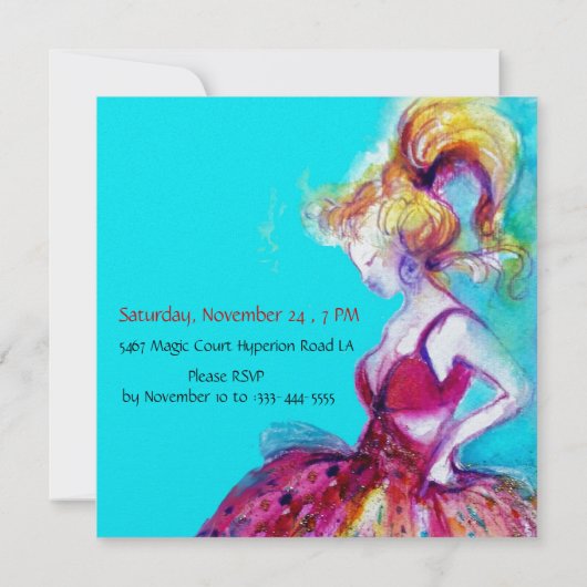 Invitation FÊTE SWEET SIXTEEN rouge rose bleu turquoise glace (Dos)