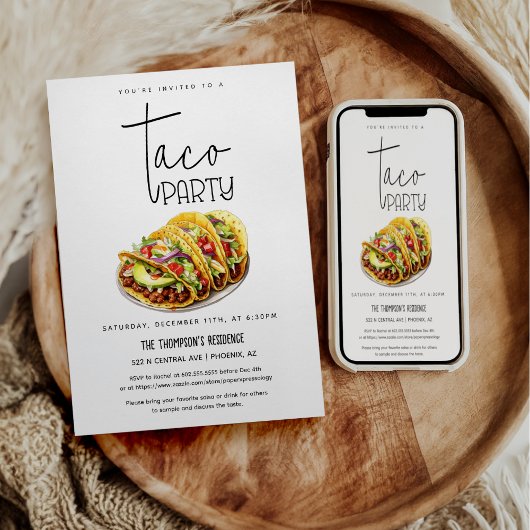 Invitation Fête Taco Pour Toute Occasion Fête de Taco Soirée 