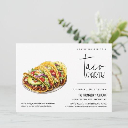 Invitation Fête Tacos Toutes Occasions Soirée Tacos Fête (Debout devant)