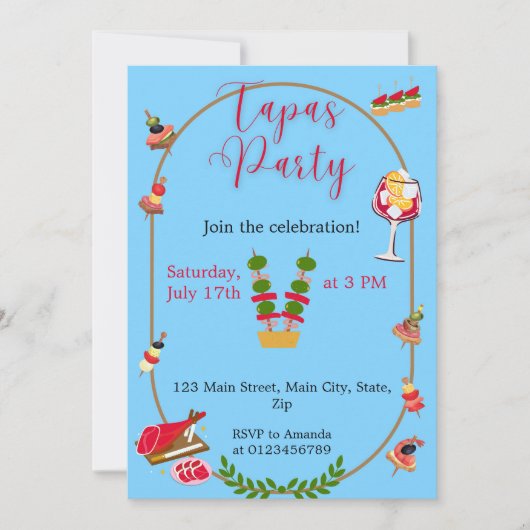 Invitation Fête Tapas (Devant)