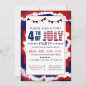 Invitation Fête tendance Rouge, Blanc & Bleu 4 juillet (Devant)