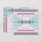 Invitation Fête tenue Pink Teal Blue Black (Devant / Derrière)