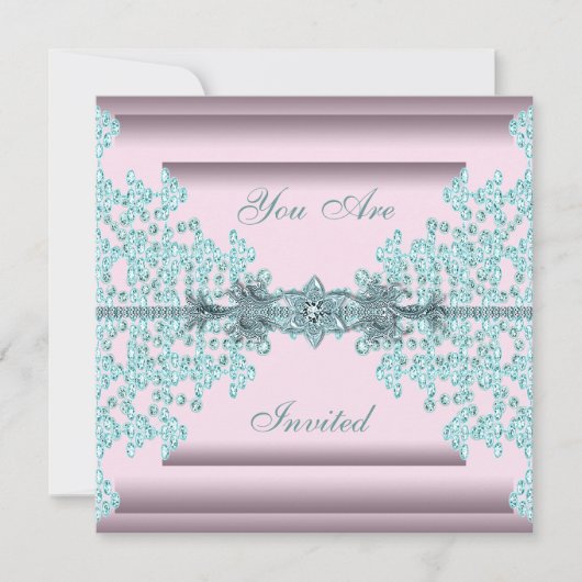 Invitation Fête tenue Pink Teal Blue Black (Devant)