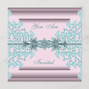 Invitation Fête tenue Pink Teal Blue Black