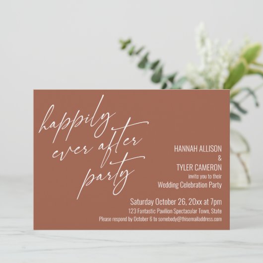 Invitation Fête Terracotta Happily Ever After Réception (Debout devant)