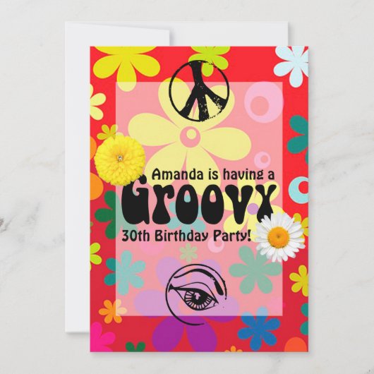 Invitation Fête Thème Hippie (Devant)