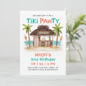 Invitation Fête Tiki Tropicale sur la Plage pour Chiens (Debout devant)