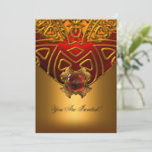 Invitation Fête Toutes les Occasions Élégant Rouge Or 2 (Debout devant)