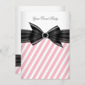 Invitation Fête Toutes Occasion Rose Noir Blanc Blancs (Devant / Derrière)