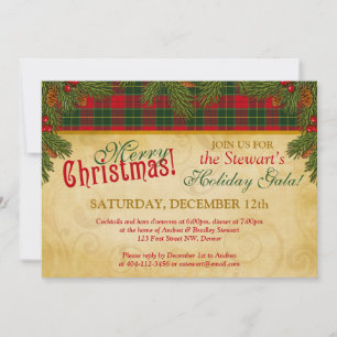 Invitation Fête traditionnelle de Noël Tartan Plaid