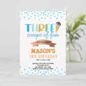 Invitation Fête trois boules de glace (Debout devant)
