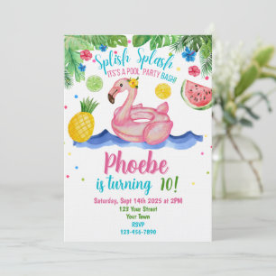 Invitation Fête Tropicale au bord de la Piscine Fl