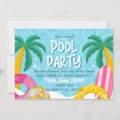 Invitation Fête Tropicale au Piscine (Devant)