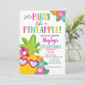 Invitation Fête Tropicale Comme un Luau d'Ananas (Debout devant)