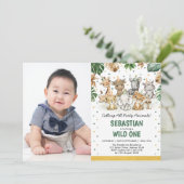 Invitation Fête tropicale de la Jungle Animaux sauvages un an (Debout devant)