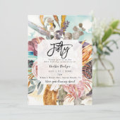 Invitation Fête tropicale de plage fleurie 50e anniversaire (Debout devant)