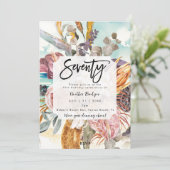 Invitation Fête tropicale de plage fleurie 70e anniversaire (Debout devant)