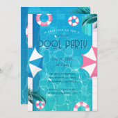Invitation Fête Tropicale d'Été au Bord de la Piscine  (Devant / Derrière)