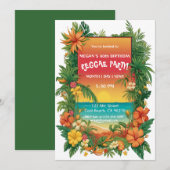 Invitation Fête tropicale florale reggae personnalisable (Devant / Derrière)
