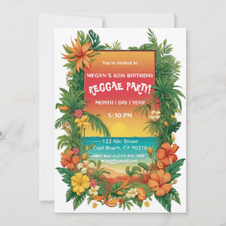 Invitation Fête tropicale florale reggae personnalisable