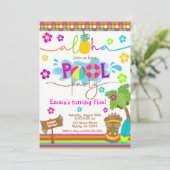 Invitation Fête tropicale Hawaiian Luau Pool Party Anniversai (Debout devant)