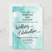 Invitation Fête Turquoise de l'Mariage de l'aquarelle blanche (Devant)