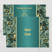 Invitation Fête turquoise d'or Aqua (Devant / Derrière)