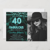 Invitation Fête turquoise du 40e anniversaire - 40 & Fabuleux (Devant)