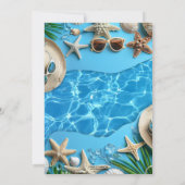 Invitation Fête Turquoise Joyeuse au Piscine d'Été (Dos)