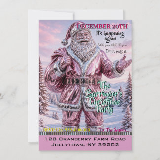 Invitation Fête unique de Noël au Père Noël rose