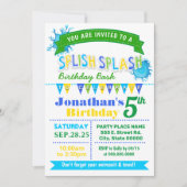 Invitation Fête verte bleue d'anniversaire de la fête d'anniv (Devant)