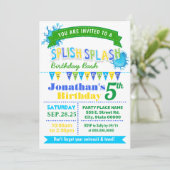 Invitation Fête verte bleue d'anniversaire de la fête d'anniv (Debout devant)