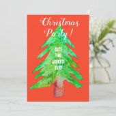 Invitation Fête verte et rouge de Noël moderne (Debout devant)