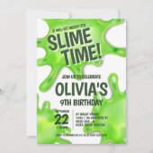 Invitation Fête verte Slime Anniversaire (Devant)