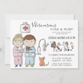 Invitation Fête vétérinaire à thème pour enfants (Devant)