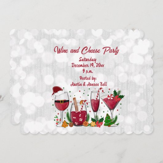 Invitation Fête Vin et Fromage (Devant / Derrière)