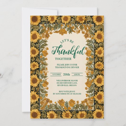 Invitation Fête vintage de Thanksgiving (Devant)