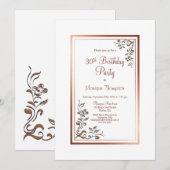 Invitation Fête vintage Florale 30e anniversaire (Devant / Derrière)