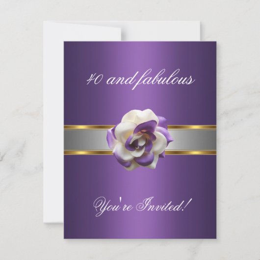 Invitation Fête Violette Fleur Blanche Fabuleuse 4 (Devant)