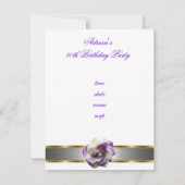Invitation Fête Violette Fleur Blanche Fabuleuse 4 (Dos)