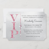 Invitation Fête VIP Glamour Diamants Paillettes Roses (Devant)