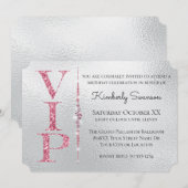 Invitation Fête VIP Glamour Diamants Paillettes Roses (Devant / Derrière)