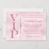 Invitation Fête VIP Glamour Diamants Rose Paillettes (Devant)