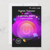 Invitation Fête virtuelle d'anniversaire Glow (Devant)