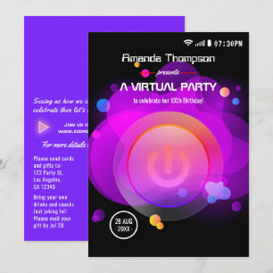 Invitation Fête virtuelle d'anniversaire Glow