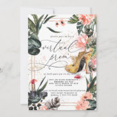 Invitation Fête Virtuelle de Bal | Floraison Rose Tropicale d (Devant)