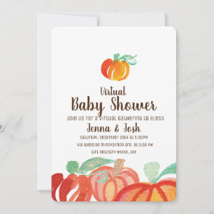 Invitation Fête virtuelle de bébé à thème de citrouille à l'a
