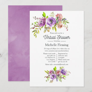 Invitation Fête virtuelle de bébé au printemps avec aquarelle